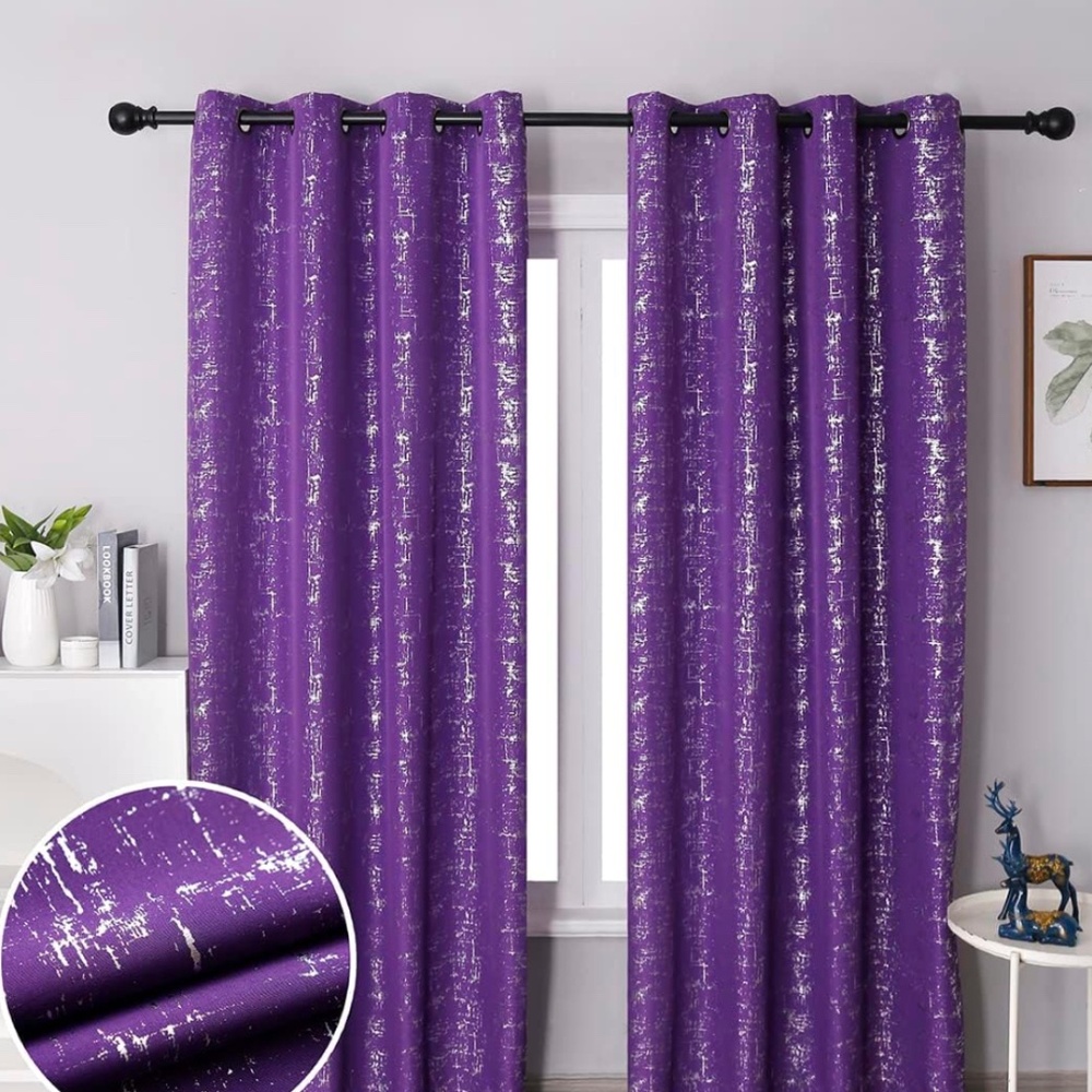 Purple with Foil Accent Curtains% size 54Wx63L